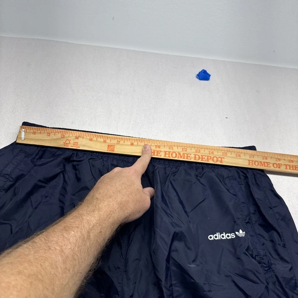 VTG Adidas Windbreaker Lined Dark Blue nylon track pants ankle zip fits 34*33 XL